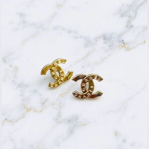 Luxury Gold Signature Logo Upcycled Button Earrings 18mm